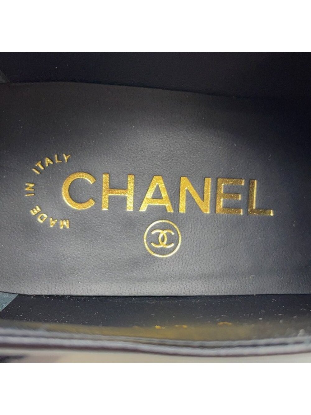 Chanel Loafers CC Logo Leather 37.5 Shoes Black - Picture 9 of 10